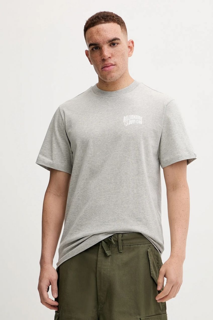Bavlnené tričko Billionaire Boys Club Small Arch Logo šedá farba, s potlačou