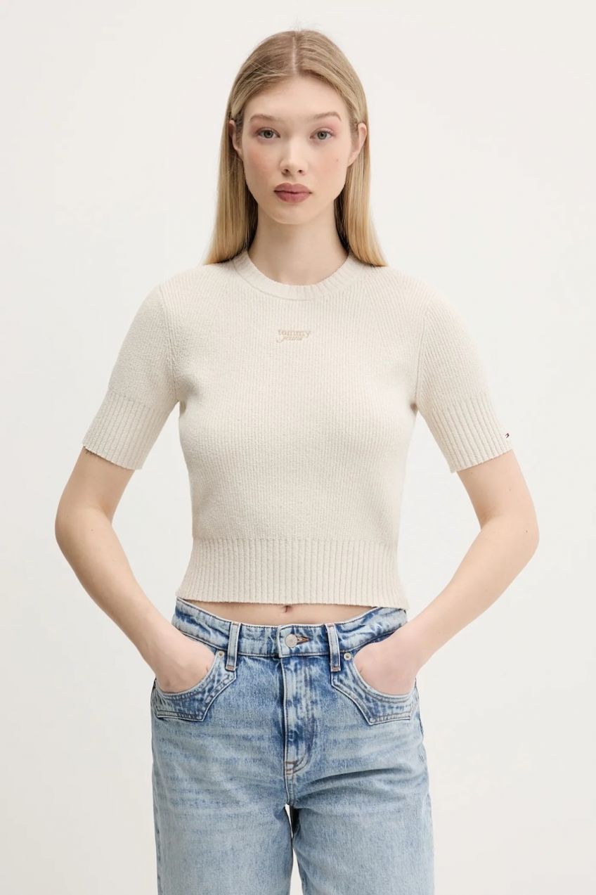 Sveter Tommy Jeans béžová farba, DW0DW20380