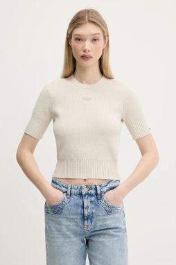 Sveter Tommy Jeans béžová farba, DW0DW20380