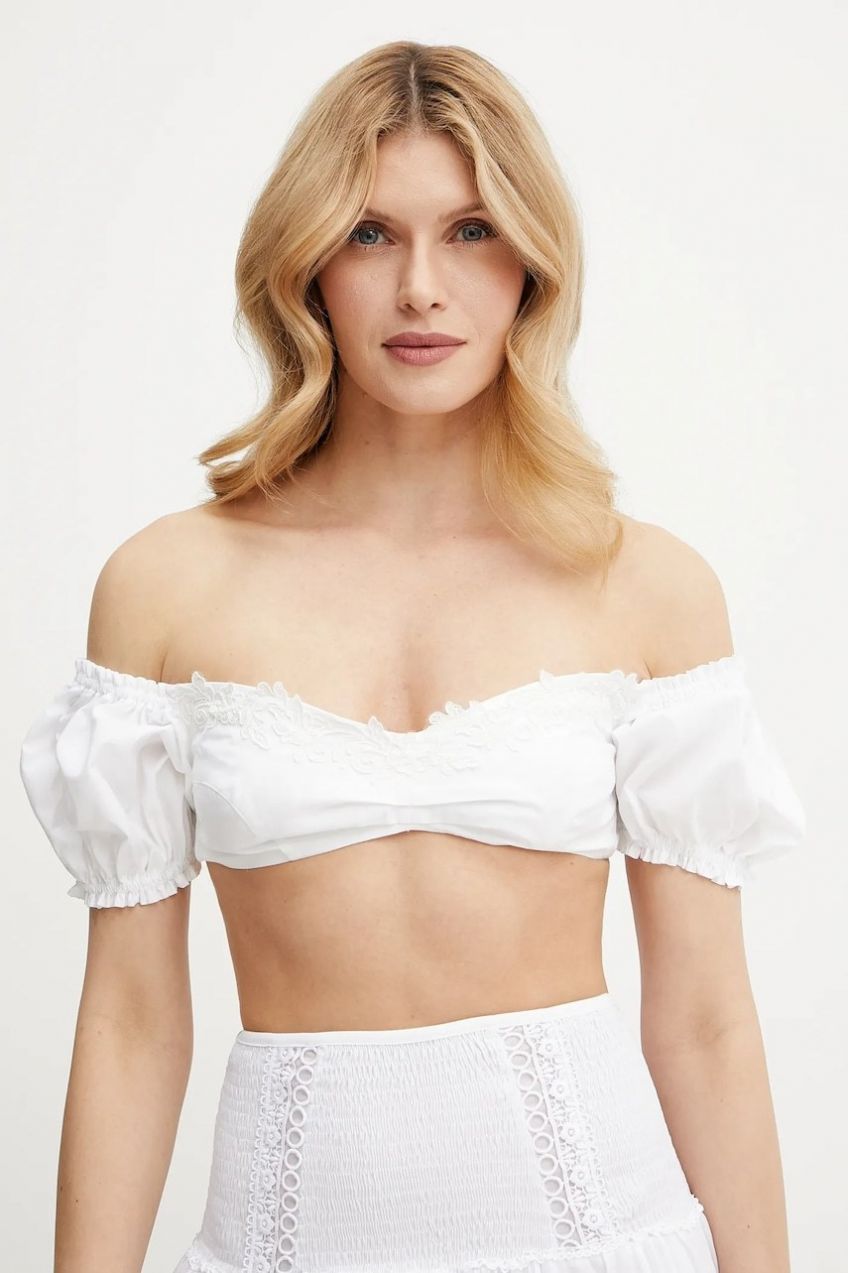 Bavlnený top Ermanno Scervino LIFE biela farba, D464L611OVZ