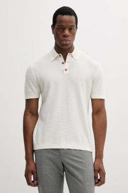 Bavlnené polo tričko Sisley béžová farba, jednofarebné, 1094S300M