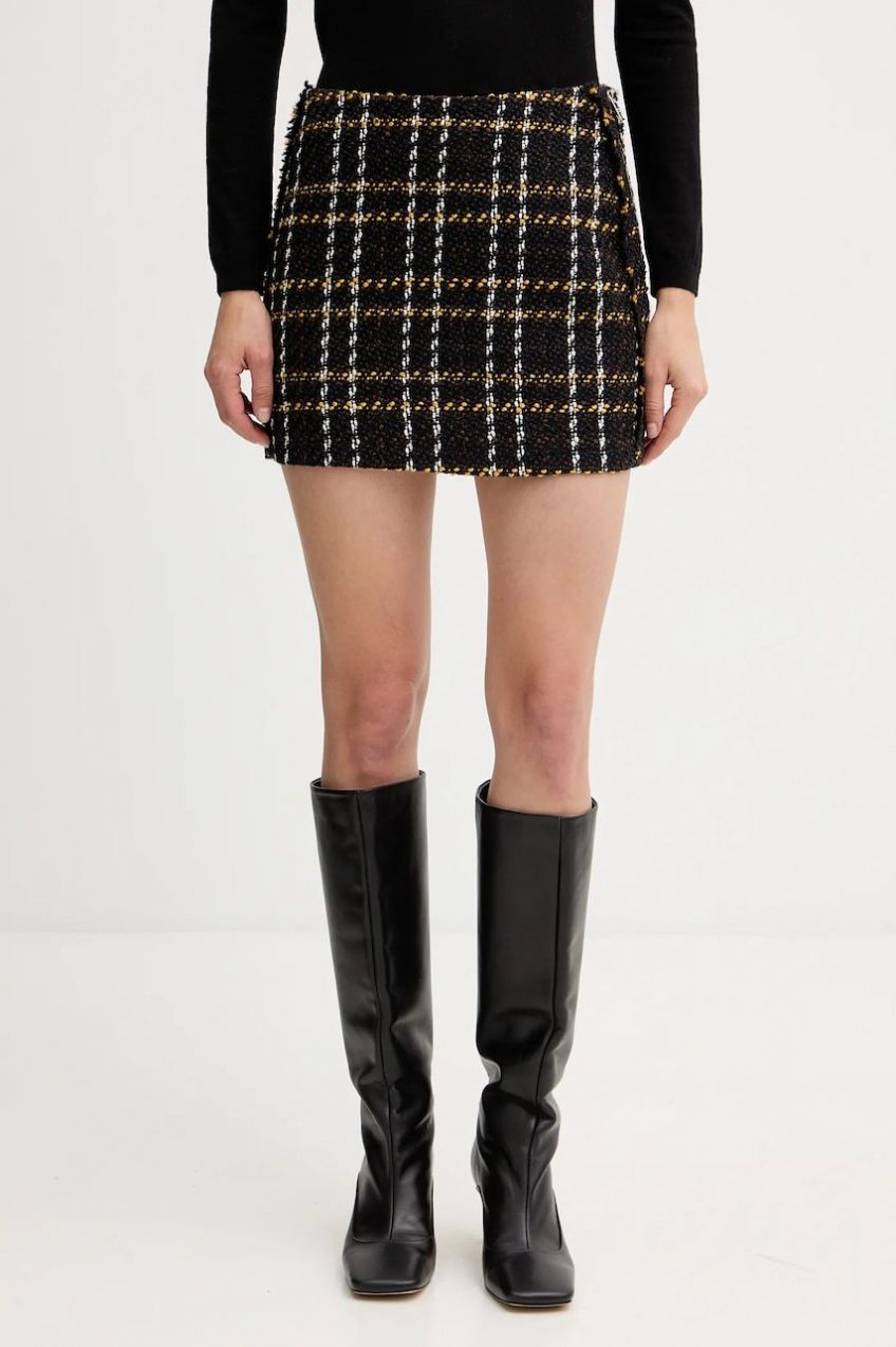 Sukňa Silvian Heach HIGINIO hnedá farba, mini, rovný strih, GPA25198MG