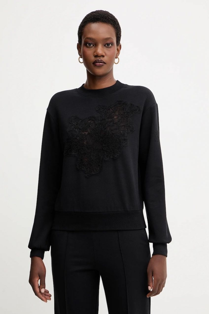 Mikina Ermanno Scervino LIFE čierna farba, s nášivkou, D474M607LEM