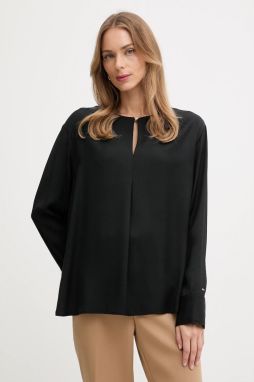 Blúzka Tommy Hilfiger čierna farba, jednofarebná, WW0WW47339