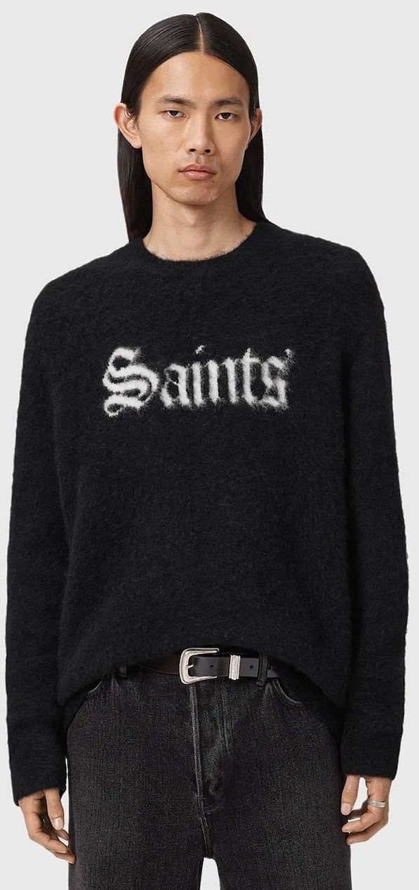 Sveter s prímesou vlny AllSaints čierna farba, M053KD