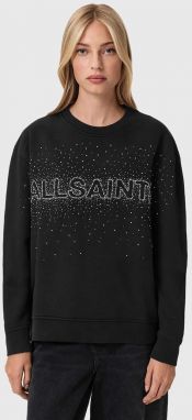 Mikina AllSaints čierna farba, s nášivkou, W052JE
