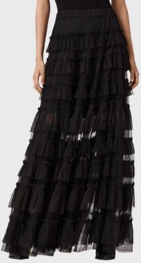 Sukňa AllSaints čierna farba, maxi, áčkový strih, W071RD