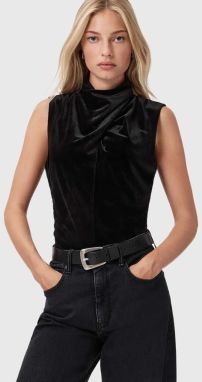 Blúzka AllSaints čierna farba, jednofarebná, W012PZ