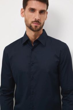 Košeľa Medicine tmavomodrá farba, slim, s klasickým golierom