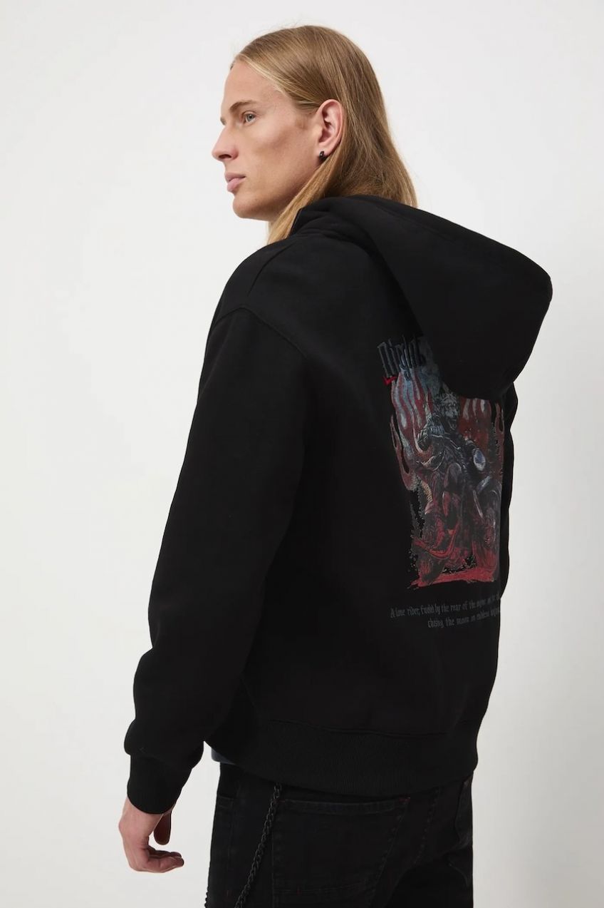Mikina Medicine čierna farba, s kapucňou, s potlačou