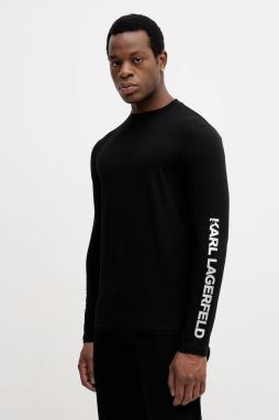 Tričko s dlhým rukávom Karl Lagerfeld čierna farba, s potlačou, 554235.755400
