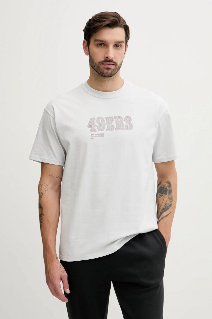 Bavlnené tričko Nike Essential SS HeavyMax 90 pánske, šedá farba, s potlačou, 01AY-0BB-9B-9P7