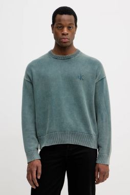 Bavlnený sveter Calvin Klein Jeans zelená farba, LV04RE300G