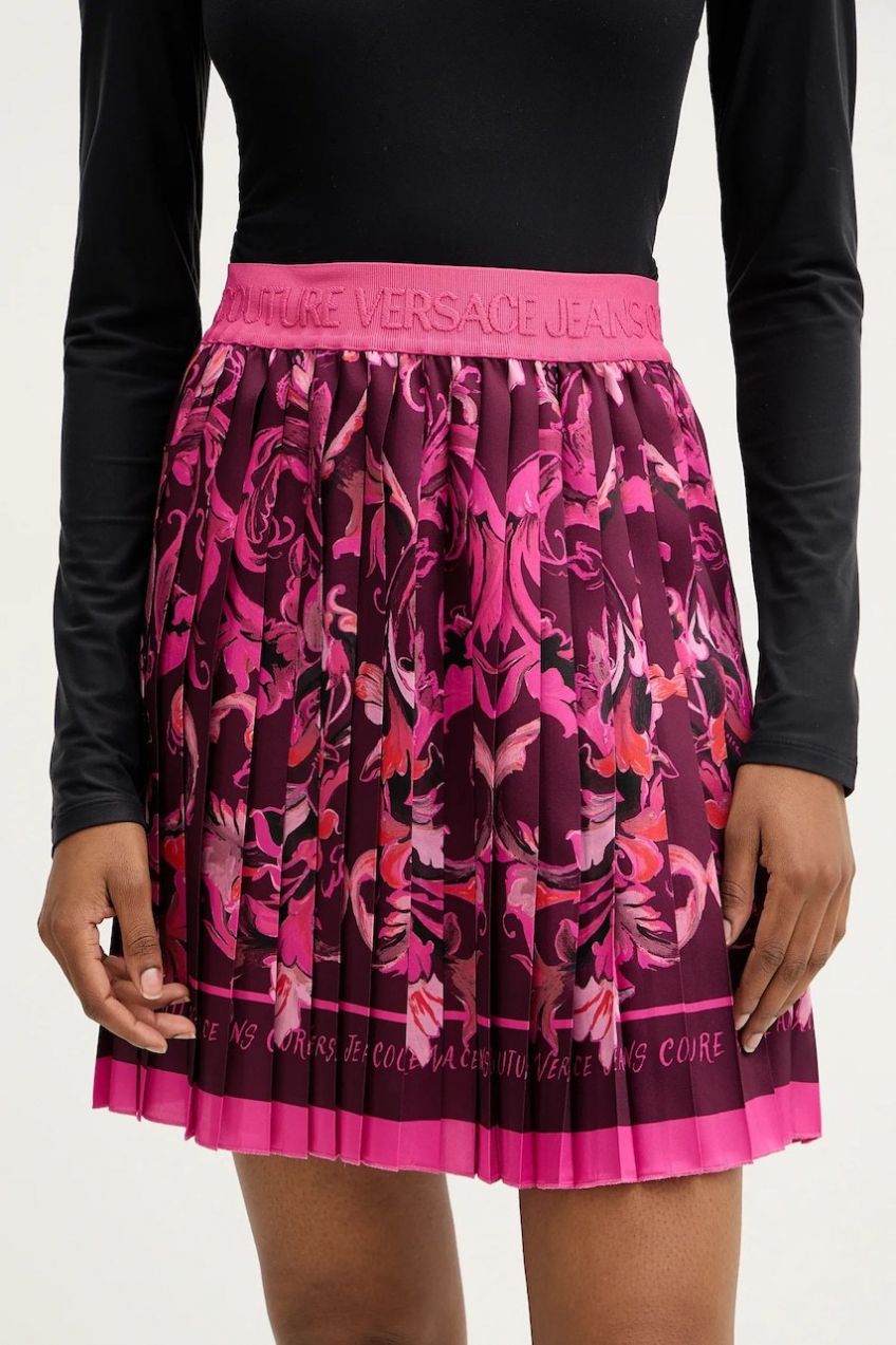 Sukňa Versace Jeans Couture bordová farba, mini, rovný strih, 79HAE8P0 NS723