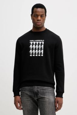 Bavlnená mikina Karl Lagerfeld čierna farba, s potlačou, 554917.705402