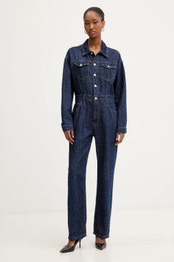 Rifľový overal Haveone modrá farba, bavlnené, s golierom, YGZ-P006