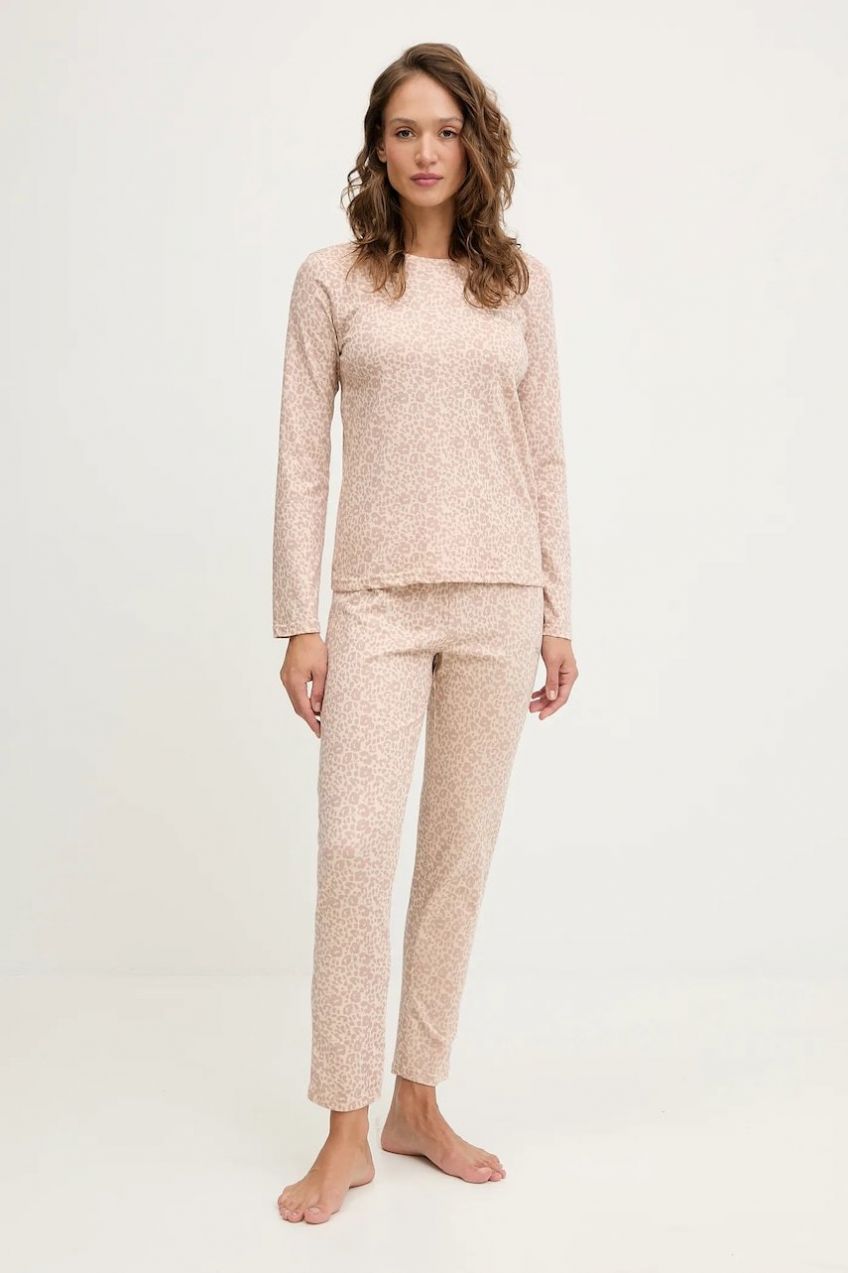 Bavlnené pyžamo Fila béžová farba, FPW4219