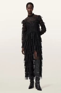 Šaty AllSaints čierna farba, maxi, rovný strih, W182DD