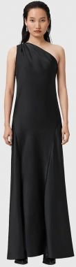 Šaty AllSaints čierna farba, maxi, áčkový strih, W181DD