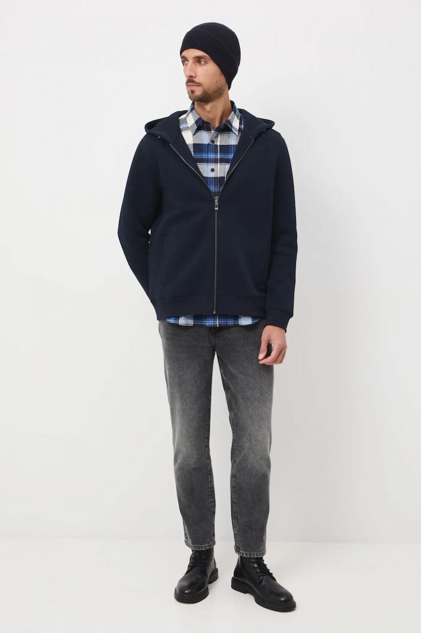 Mikina Medicine tmavomodrá farba, s kapucňou, jednofarebná