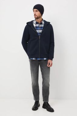 Mikina Medicine tmavomodrá farba, s kapucňou, jednofarebná