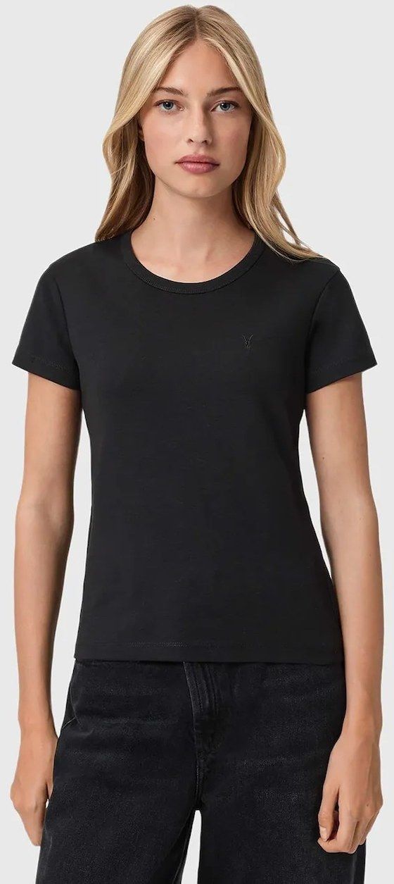 Bavlnené tričko AllSaints dámske, čierna farba, W285JC