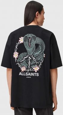 Bavlnené tričko AllSaints pánske, čierna farba, s potlačou, M032PD