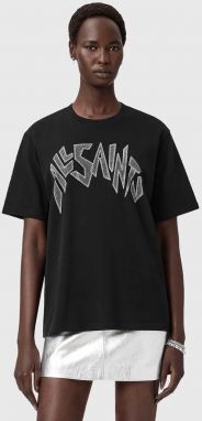 Bavlnené tričko AllSaints dámske, čierna farba, W145JD