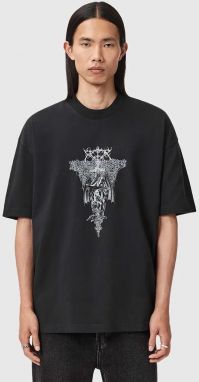 Bavlnené tričko AllSaints pánske, čierna farba, s potlačou, M030PD