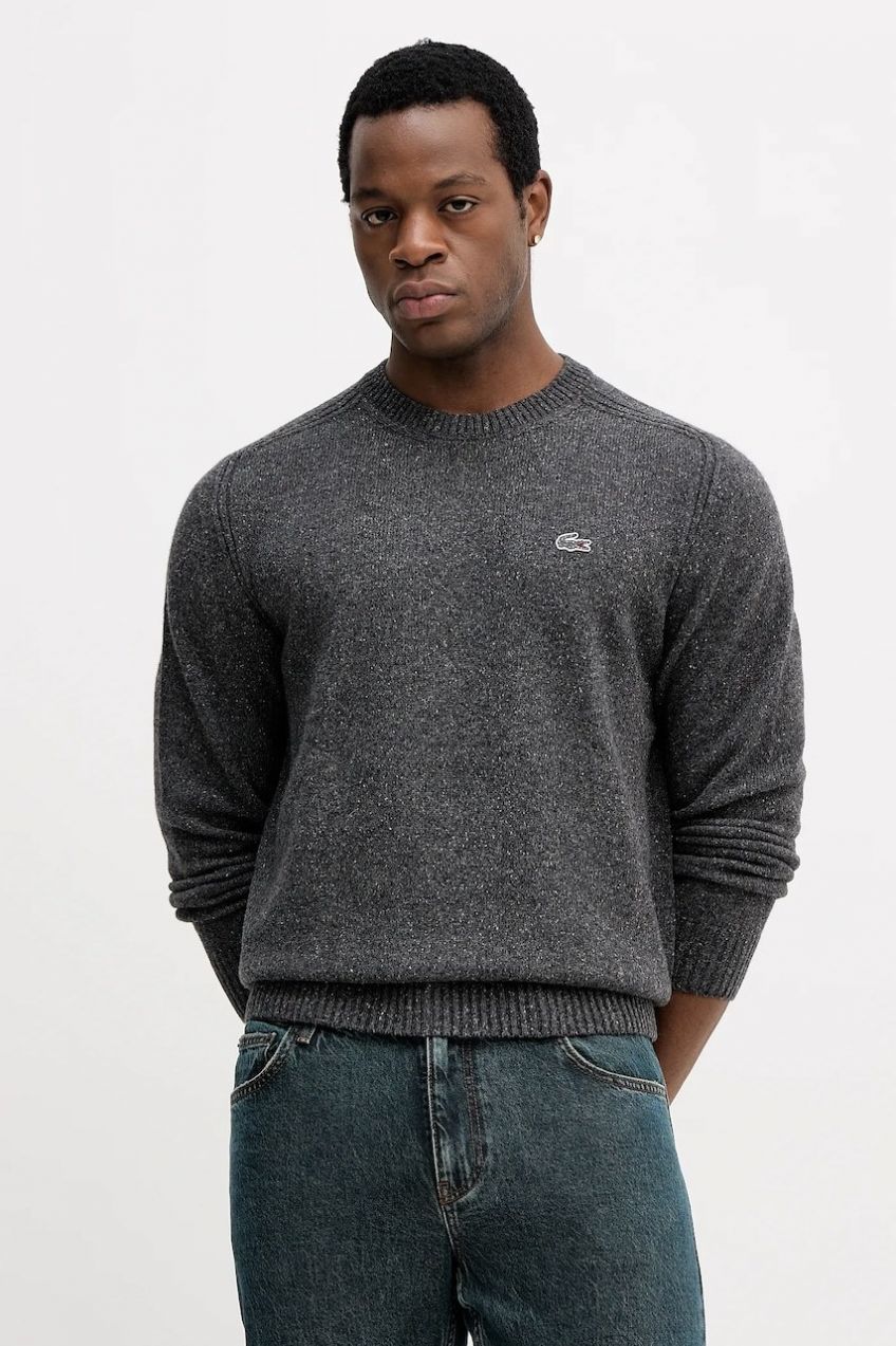 Sveter s prímesou vlny Lacoste šedá farba, AH5173