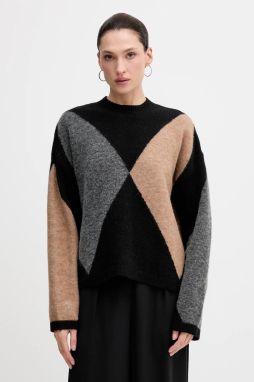 Sveter s prímesou vlny Barbour SABRINA čierna farba, LKN1678