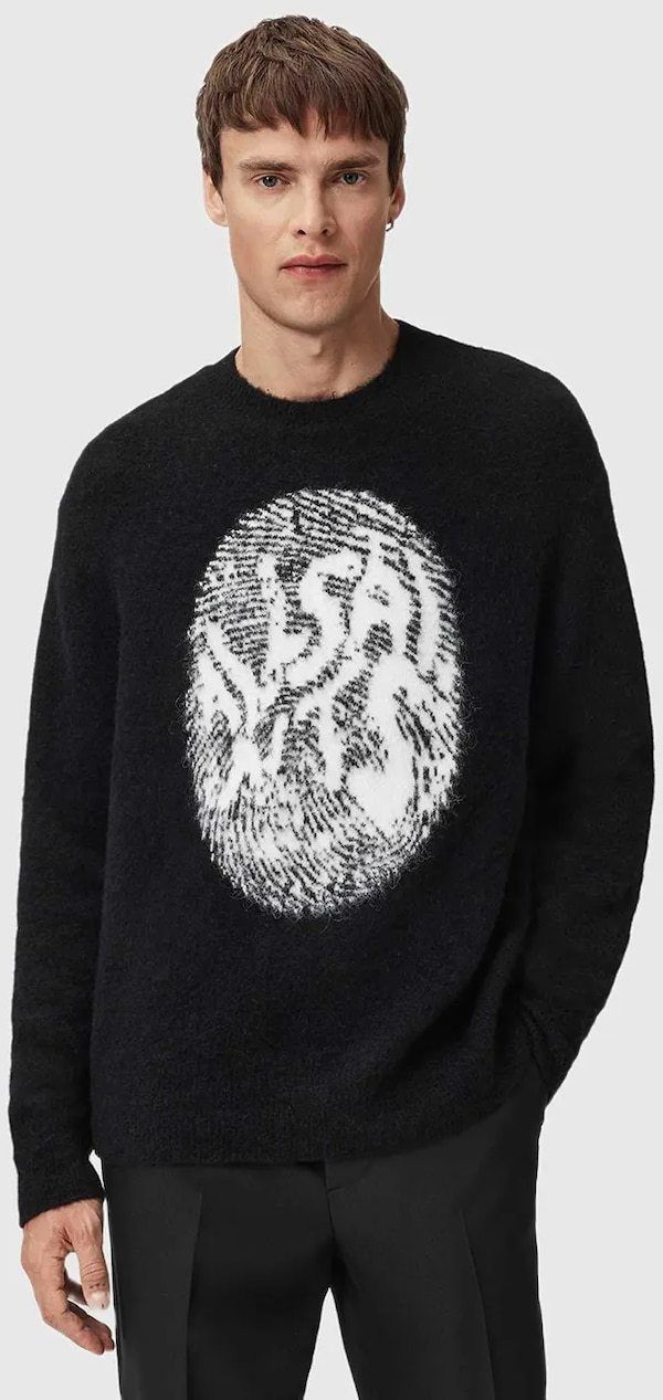 Sveter s prímesou alpaky AllSaints čierna farba, M026KE