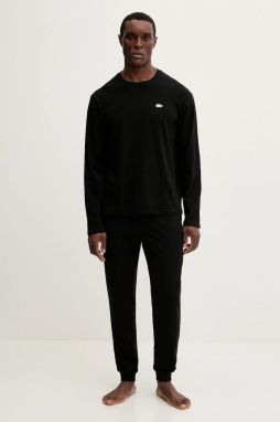 Pyžamo Lacoste pánske, čierna farba, jednofarebné, 4H6426