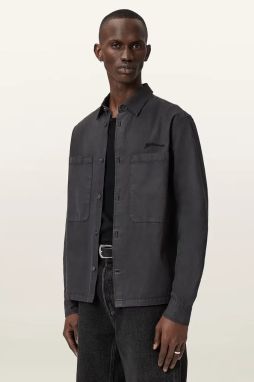 Košeľa AllSaints šedá farba, regular, s klasickým golierom, M076SD