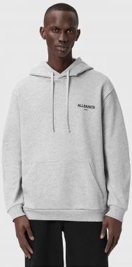 Bavlnená mikina AllSaints šedá farba, s kapucňou, vzorovaná, M022ND