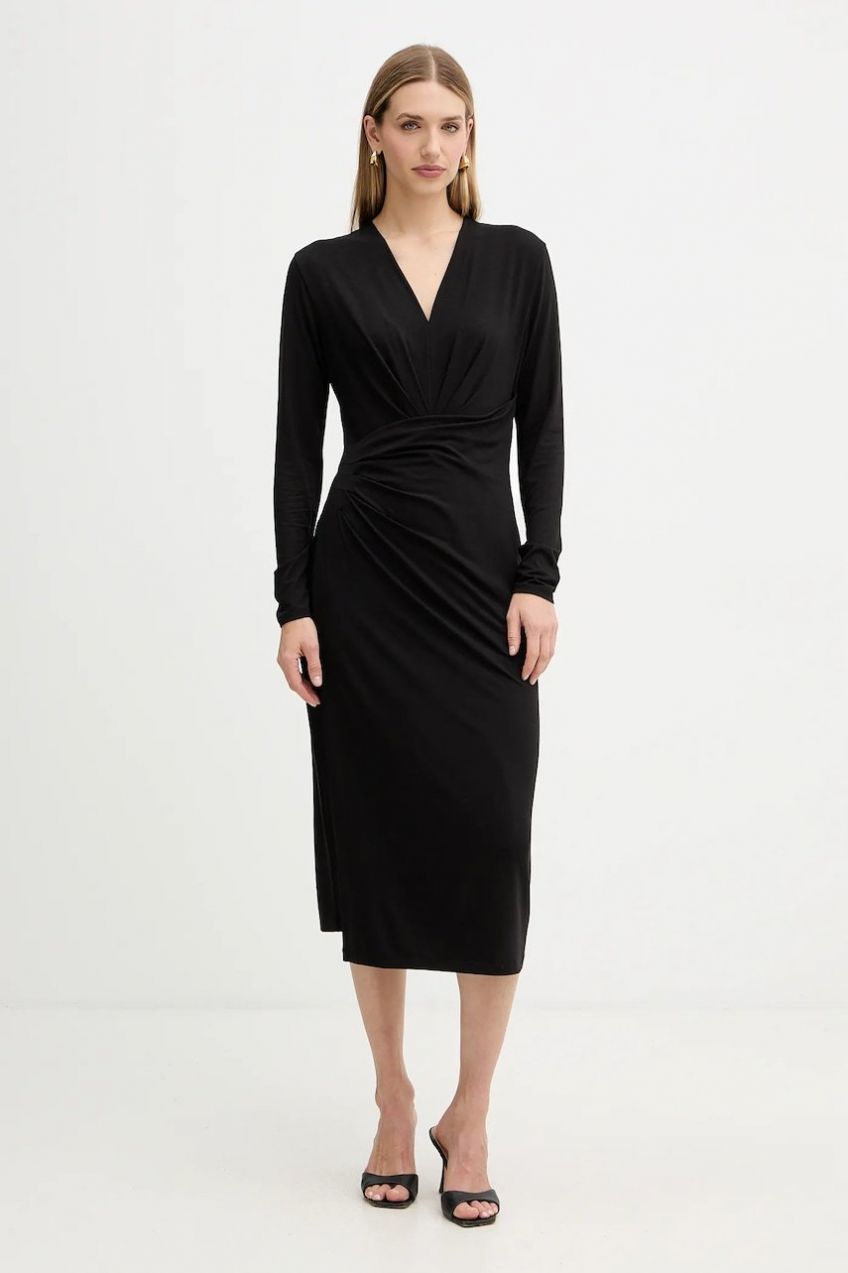 Šaty Liu Jo čierna farba, midi, rovný strih, MF5504 J3835