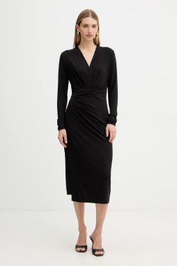 Šaty Liu Jo čierna farba, midi, rovný strih, MF5504 J3835