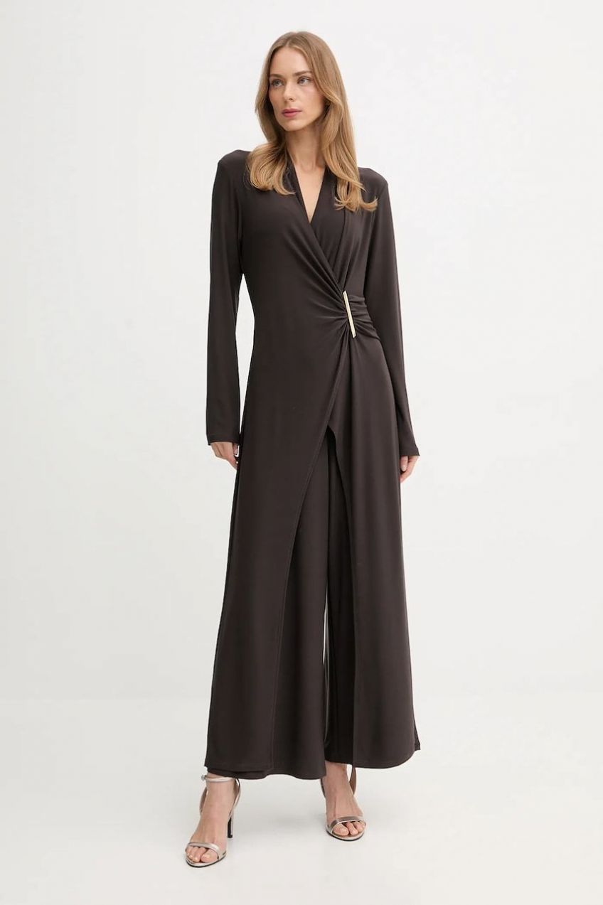 Overal Joseph Ribkoff hnedá farba, v výstrih, 254219