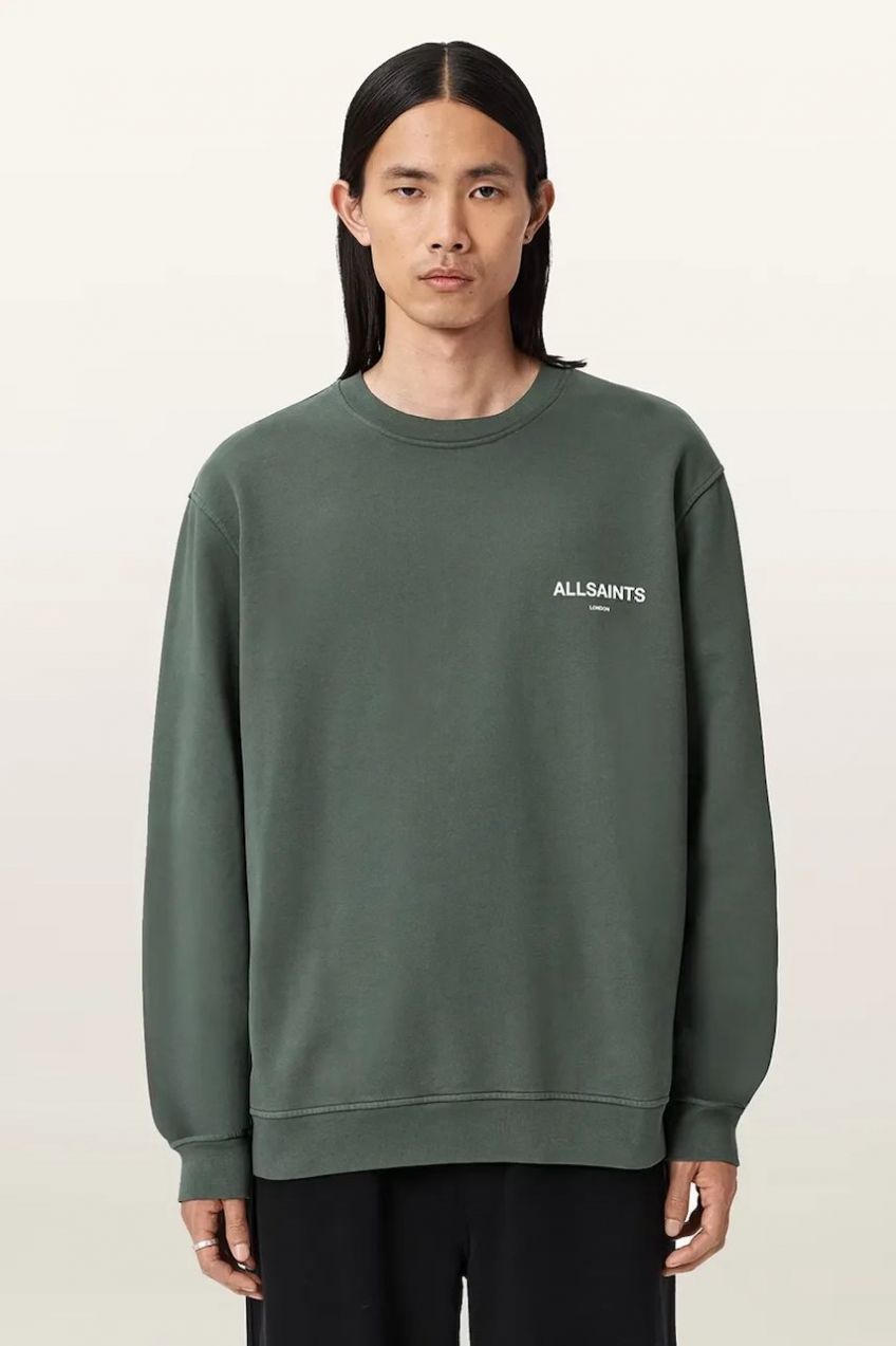 Bavlnená mikina AllSaints zelená farba, vzorovaná, M021ND