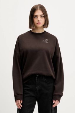 Mikina adidas hnedá farba, s potlačou, KT0873