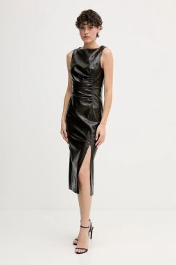 Šaty Sisley hnedá farba, midi, priliehavé, 44WKL0033