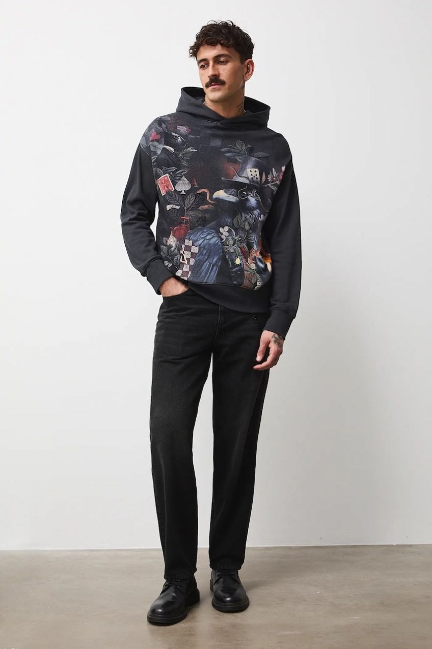 Bavlnená mikina Medicine šedá farba, s kapucňou, s potlačou