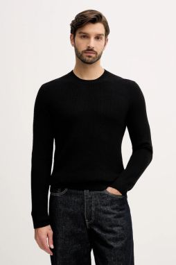 Sveter s prímesou vlny Sisley čierna farba, 18AYS104I