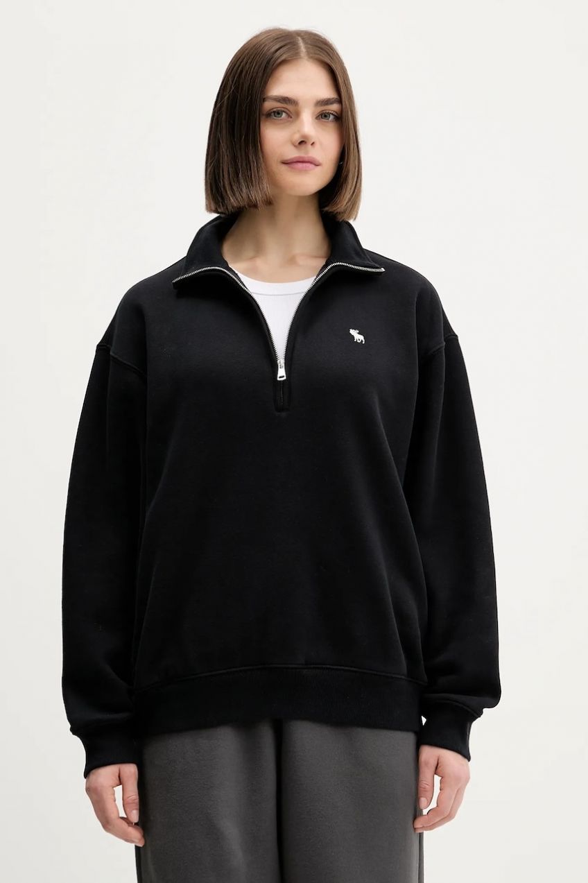 Mikina Abercrombie & Fitch čierna farba, jednofarebná, KI152-5418-900