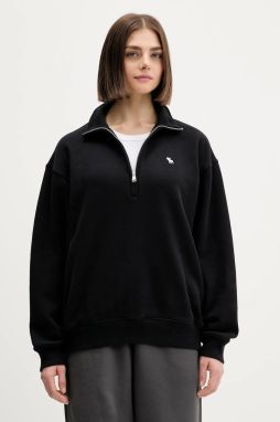 Mikina Abercrombie & Fitch čierna farba, jednofarebná, KI152-5418-900