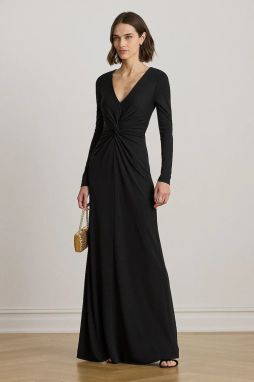 Šaty Lauren Ralph Lauren čierna farba, maxi, áčkový strih, 253981393
