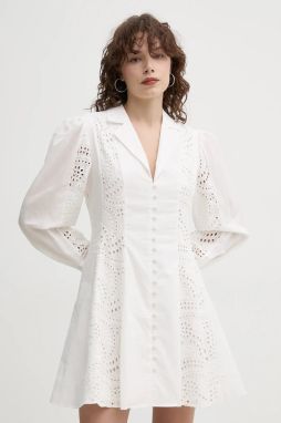 Bavlnené šaty ISABELLE BLANCHE biela farba, mini, áčkový strih, IS25SS-A107-T023