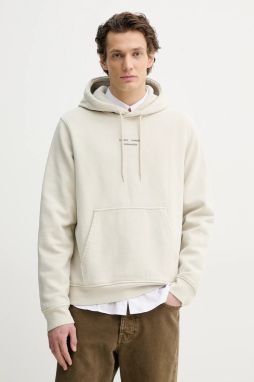 Mikina Samsoe Samsoe SAMARCUS pánska, béžová farba, s kapucňou, s potlačou, M25100086