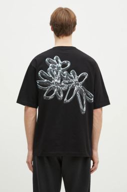 Bavlnené tričko Filling Pieces Chrome Flower pánske, čierna farba, s potlačou, 74499821861