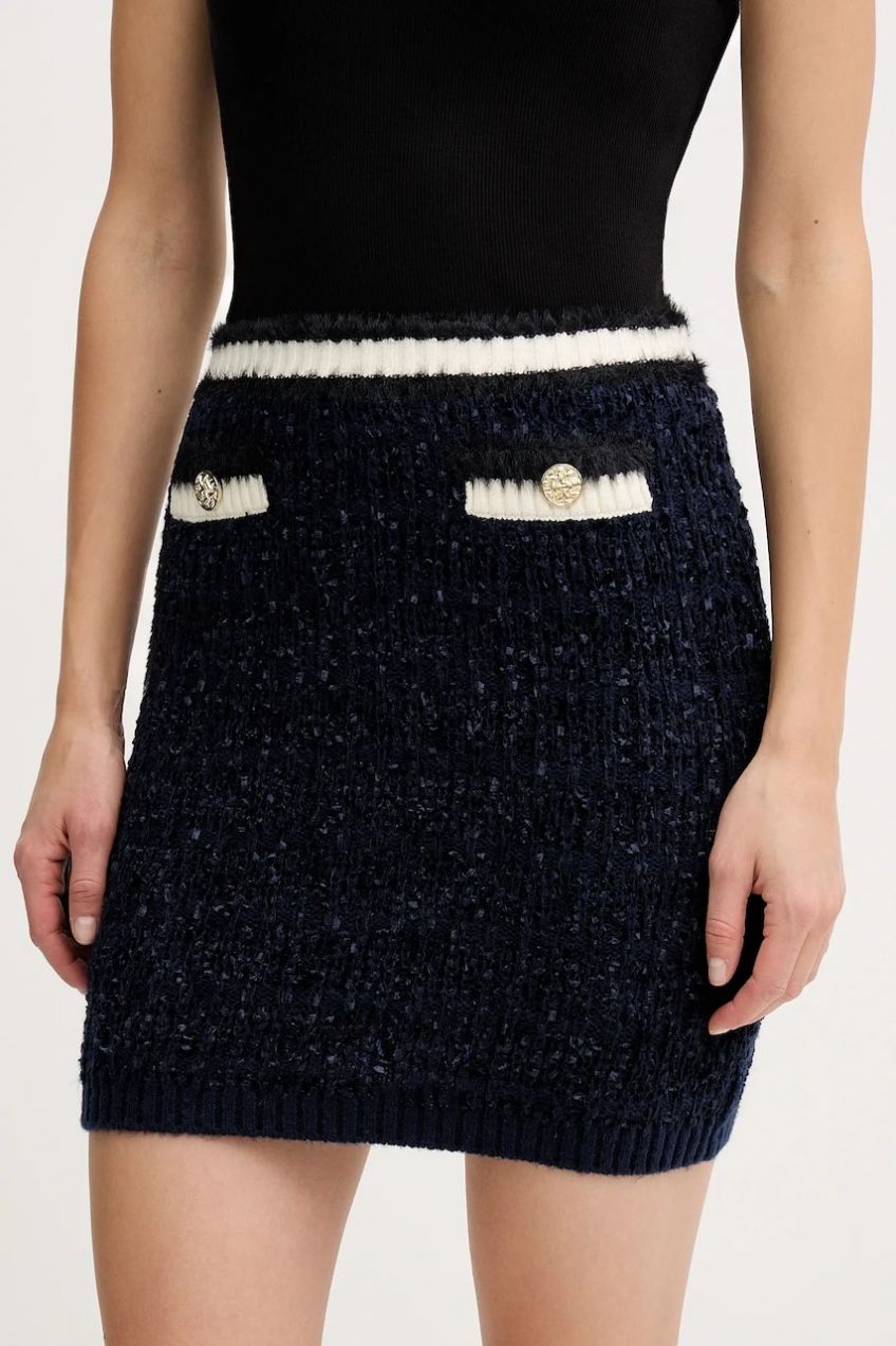 Sukňa Guess AOMORI tmavomodrá farba, mini, puzdrová, W5BD1X Z4090